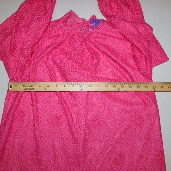 Trina Turk Dress Sz 6 Pink Collared Embroidered Lined Polyester Spandex Dress - Picture 13 of 14